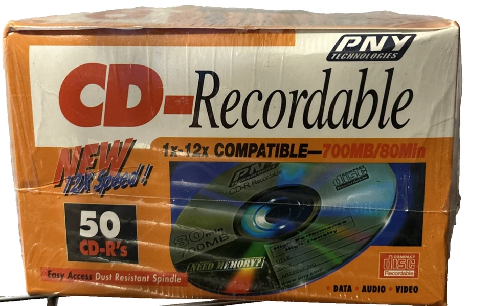 PNY CD-R 80 Minute 700mb 50 Pack Disc New Sealed - Image 2 of 4