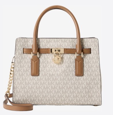 Rarität Michael Kors HAMILTON moderne SATCHEL Handtasche vanilla/acorn NP 275 