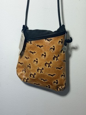 Erda of Maine Leather Dog Print Crossbody Bag Fanny Pack Vaqueras Tooled Small