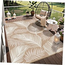  Tapis d'extérieur imperméable 5x8, Tapis de camping patio paille plastique réversible, 