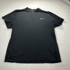 NIKE Dri-Fit Blade Collar Polo Mens XXL Short Sleeve Black sports