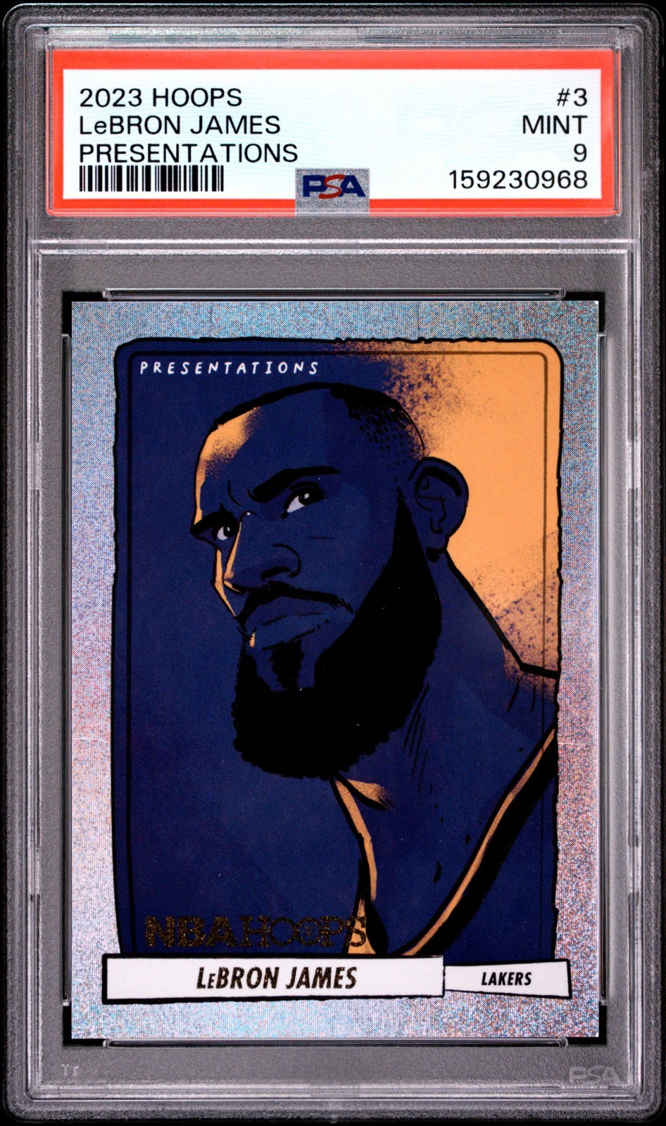 LeBron James 2023 Panini NBA Hoops Presentations #3 Lakers PSA 9 Mint