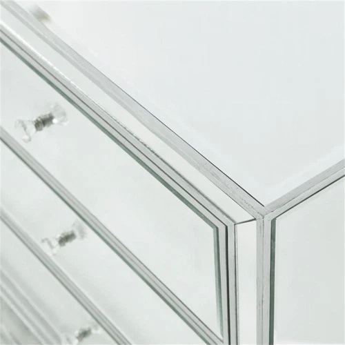 Elegant Decor Reflexion 6 Drawer 60" Mirrored Dressser in Antique Silver - Picture 9 of 10