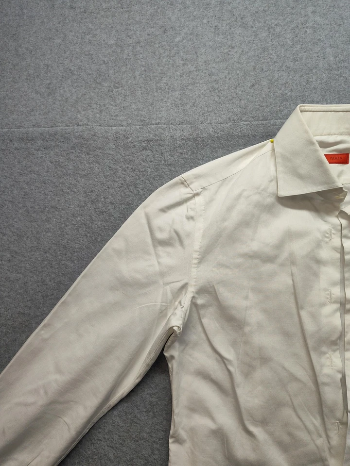 Camisa Isaia Napoli Para Hombre 15.5 39 Blanco Vestido Puño Francés Lujo Algodón Hecha en Italia Foto 2 de 4