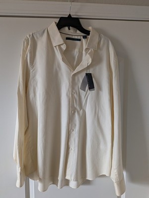 Perry Ellis Men's Long Sleeve Shirt New Nwt Egret Cream Off White $89.50 XL