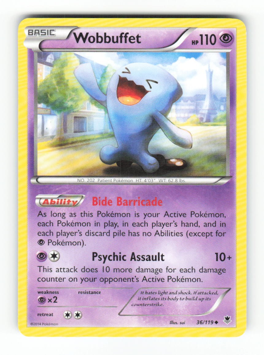 Wobbuffet 36/119 Uncommon Phantom Forces Pokemon NM front/ LP back
