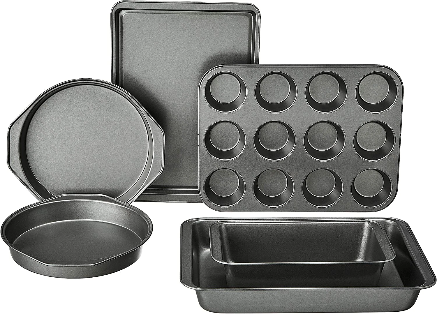 6 Piece Nonstick Carbon Steel Bakeware Set with Cake, Muffin, Cookie, and Loaf P