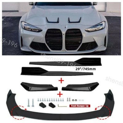 Front Rear Bumper Lip Spoiler Splitter Kit & Side Skirt For BMW G80 G82 G83 M3
