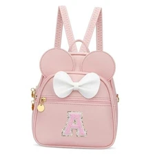 KKXIU Girls Initial Bowknot Cute Mini Backpack for Toddler, Travel Small Pink A