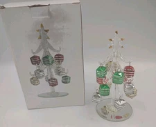 L.S. Arts Christmas Tree And Decorations Clear Tree & Silver Striped Ornaments 