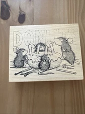 Donut Birthday Party~House Mouse Rubber Stamp~4.5"X 3.5"~Stampa Rosa 209