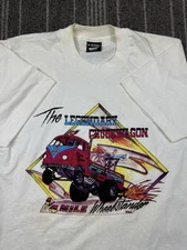 Vtg Drag Racing shirt Mens Medium White Danny Burmer The Legendary Chuckawagon