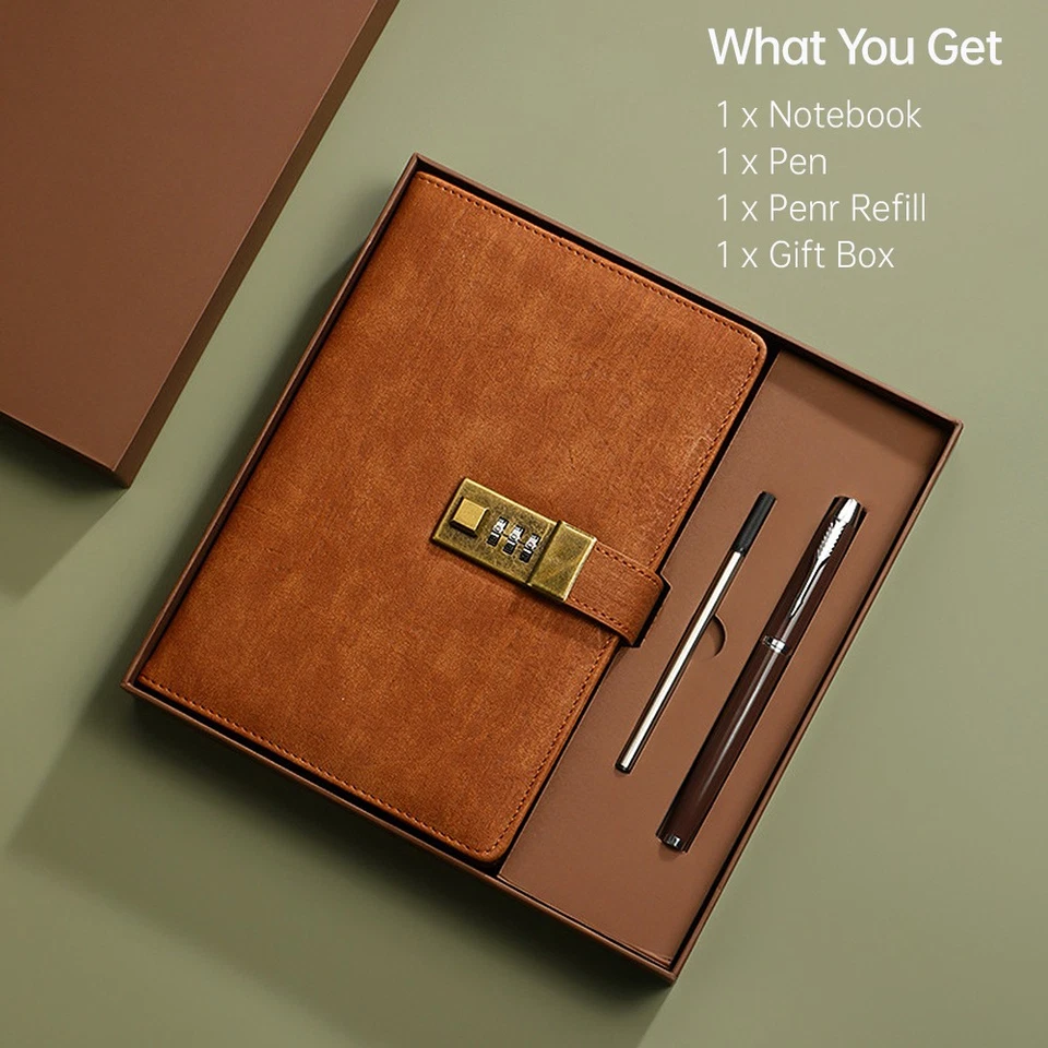 Vintage A5 Notebook PU Covered Diary With Lock With Pen & Gift BoxC - Image 3 of 4