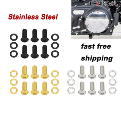 Stainless Derby Cover Allen Screws Bolt Kit washers For Harley Softail Sportster