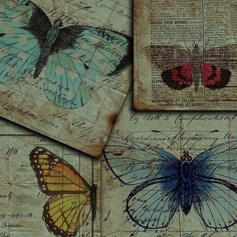 Vintage Paper Sheet English Newspaper Butterfly Scrapbook Background Decor  DIY