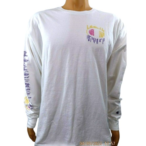 Champion Shirt Size XL Script Logo White Long Sleeve Los Angeles Lakers Colors - Picture 2 of 6