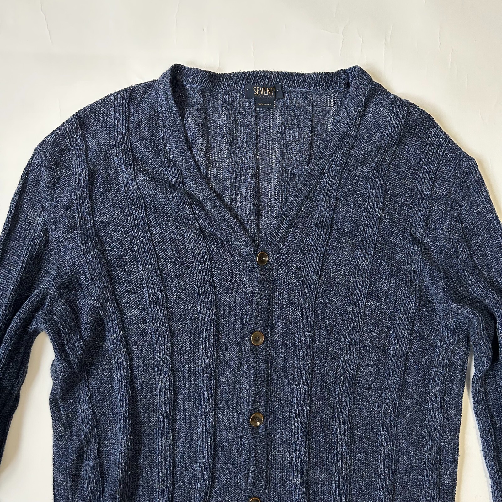 Seventy Sergio Tegon Womens size L Knit Flax / cotton cardigan sweater preppy image 3