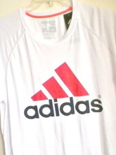AUTHENTIC ADIDAS CLIMALITE BIG LOGO REFRESH WHITE T SHIRT 3624A WHITE