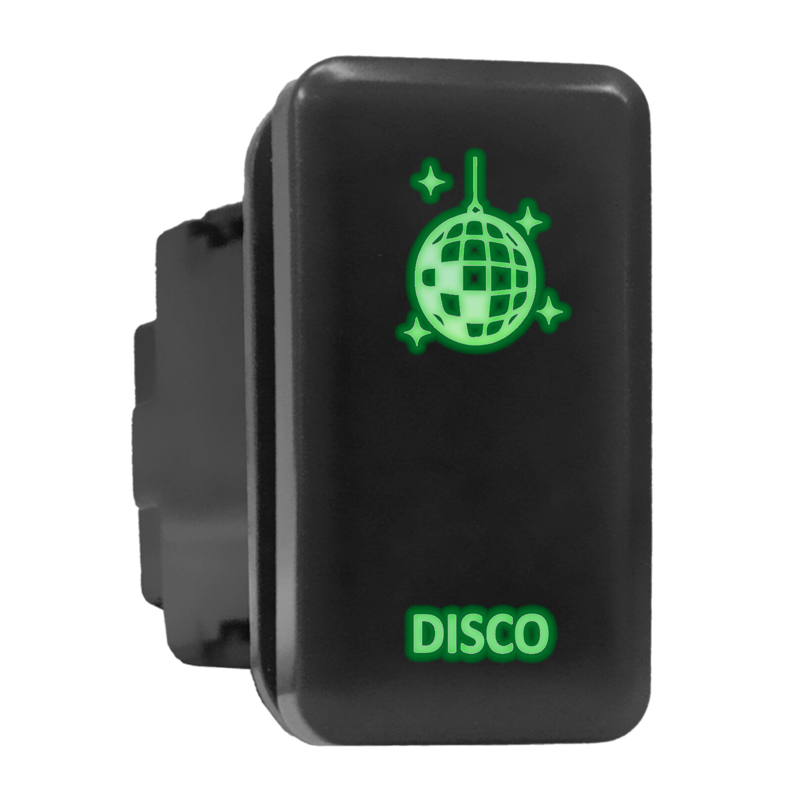 Disco Green Backlit Push Switch 1.54x0.83in Fits Toyota Models  