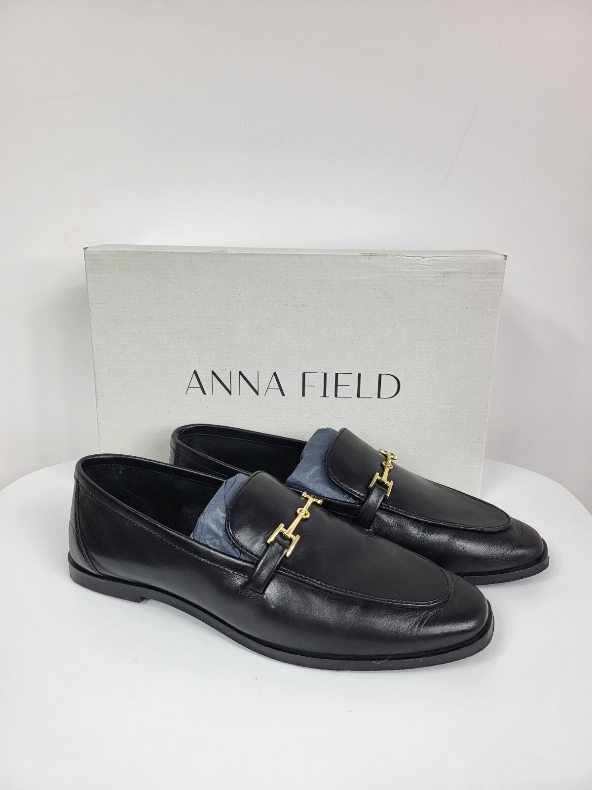 Mocasines Anna Field para mujer negros de imitación de cuero talla / EE. UU. 7 / REINO UNIDO 5,5 UE 38