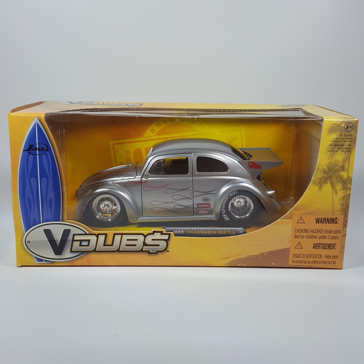 Jada V Dubs 1959 Volkswagen Beetle 1:24 Silver Diecast Model Car