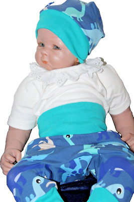 Babyset+Pumphose+Mütze-Handmade-Öko-Tex Baumwolle/elastan-Gr 56-62-68-Dino
