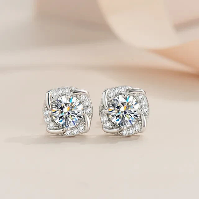 2Ct Round Cut Simulated Diamond Women Wedding Stud Earring 14K White Gold Plated