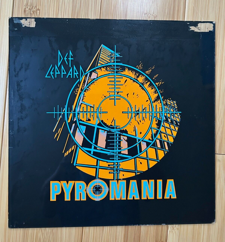 DEF LEPPARD PYROMANIA RARE Early 80's Carnival Prize Glass Mirror 12x12 ...
