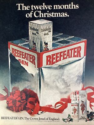 Atlanta GA Print Ad 1979 AJC Beefeater Gin Christmas Box England