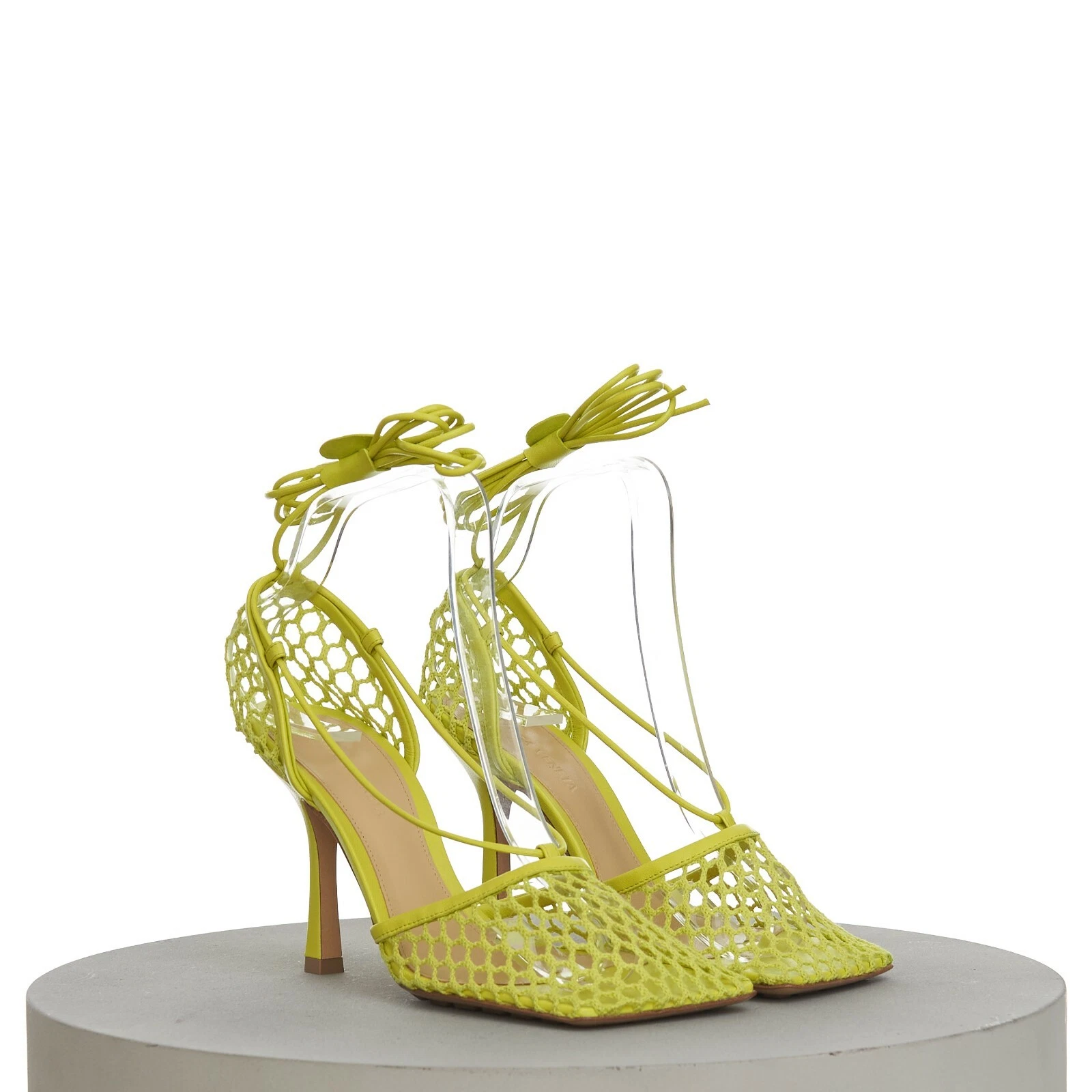 Bottega Veneta — BOTTEGA VENETA 990$ Stretch Sandals In Kiwi Green Mesh & Leather