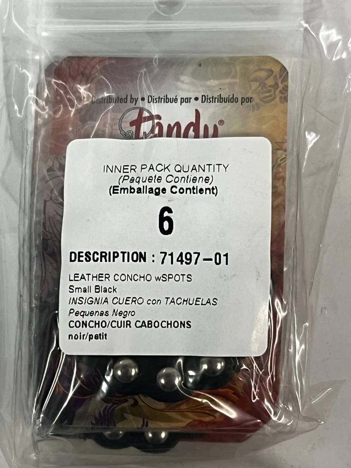 QTY 9 Tandy Leather 1-1/2" Small Black ConchosW/Nickel Spots 71497-01 - Image 2 of 4