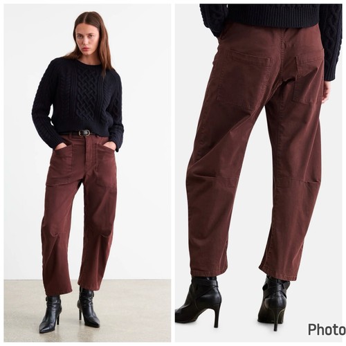Nili Lotan Shon Pant Oxblood Barrel Leg Brown Red Size 4