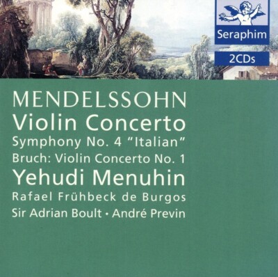 2CD Mendelssohn Violin Concerto Symphony No. 4 Bruch Menuhin Burgos Boult Previn