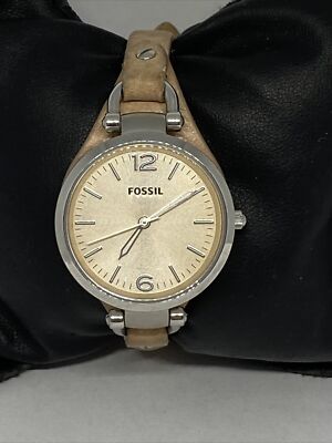 Fossil ES2830 Women's Brown Leather Analog Dial Quartz Genuine Watch QB491 