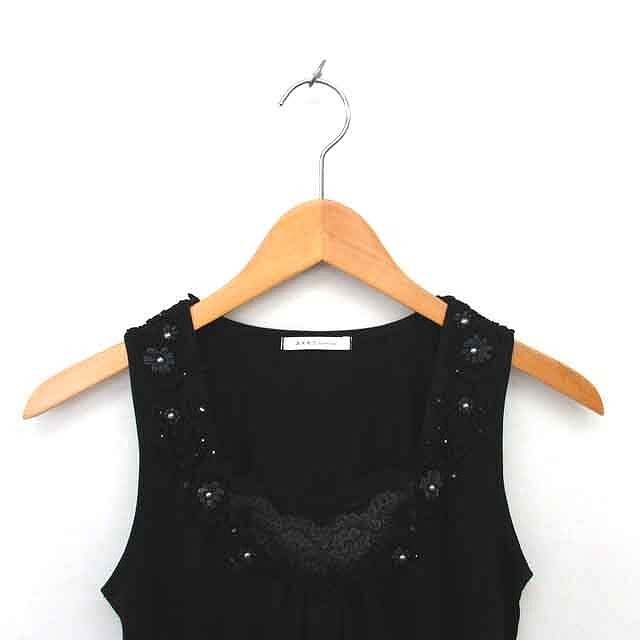 Axes Femme Tunic Lace Cut And Sew Square Neck Sleeveless M Black /Tt11