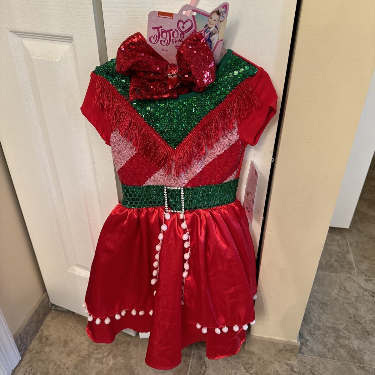 NWT Girls JOJO SIWA Dress Size Xs 4/5 HOLIDAY RED SEQUINS FRINGE DRESS Hair  Bow | eBay