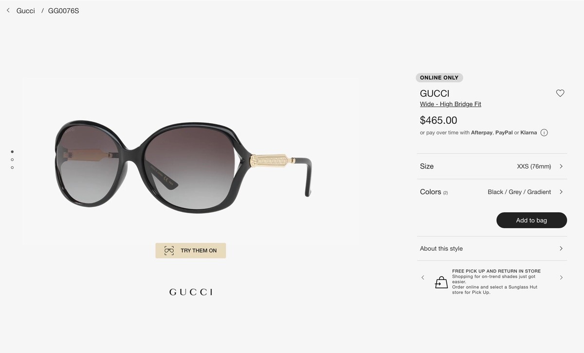 GUCCI GG0076S 002 Black Gold Grey Gradient Women display picture 2