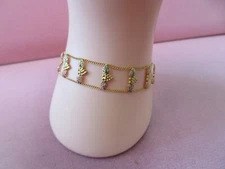 7.5" 10K Pure Tri Color Gold Grape Leaf Link Bracelet 4.68 Grams