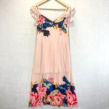 Express Floral Midi Dress Medium Pink Dainty Feminine Fairy Smocked Off Shoulder