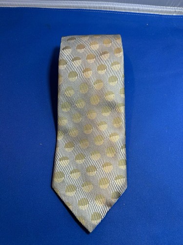 XMI Platinum Men’s Gray 100% Imported Silk Gold Polka Dots Tie Necktie USA Made