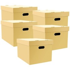 Lineco, Archival Storage Cartons, Ready-To-Assemble 12x15x10 Tan 5 Pack