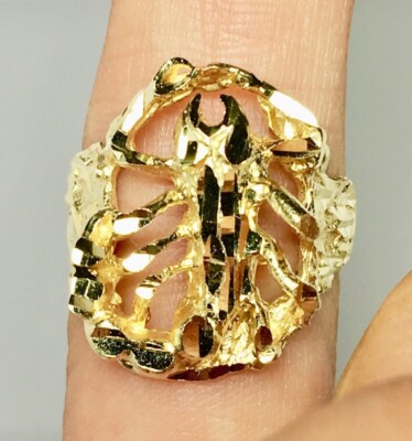 Vintage Men's 14k Real Solid Gold Nugget Scorpio Ring, Men's Zodiac Sign Rings