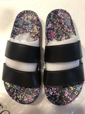 Vs Pink Double Strap Slides Brand New Size Small 5 6 Floral Logo