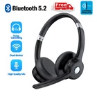 Trucker Bluetooth 5.2 Wireless Headset With Noise Cancelling Mic For Phones PC