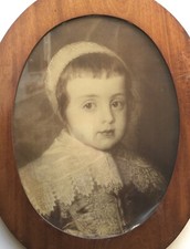 Cadre Photo Ovale Antique Um 1900 Acajou Art Nouveau Falzmaße