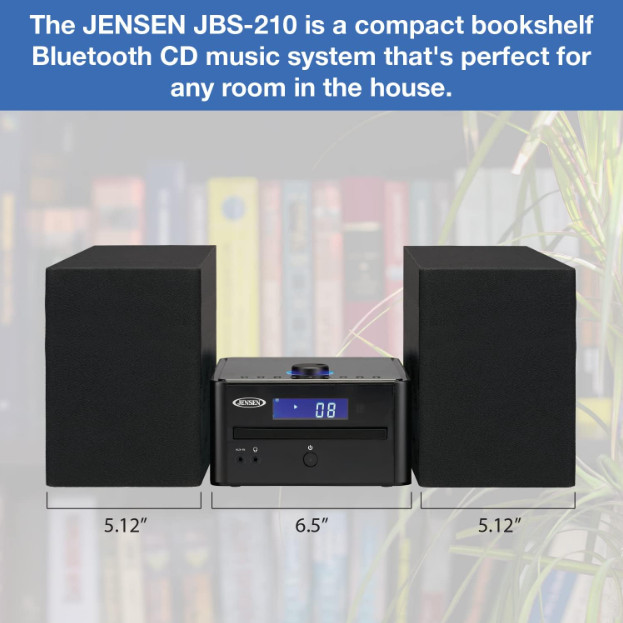 Bookshelf Home Stereo System Bluetooth Cd Player AM FM Radio Stereo Music Black