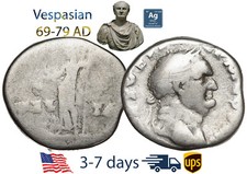 Ancient Roman Empire Coin Silver Denarius Vespasian 69 - 79 AD Authentic #20570