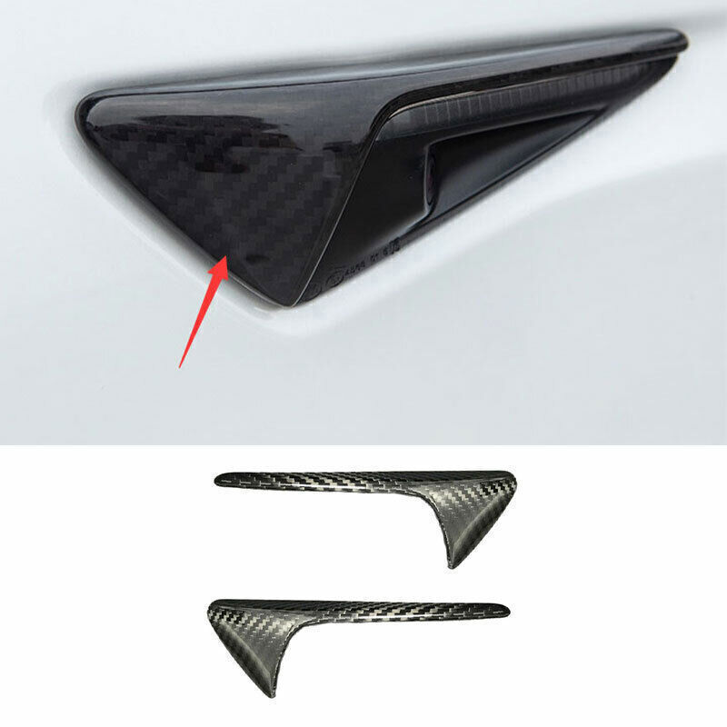 Dry Carbon Fiber Camera Air Flow Vent Side Fender Decor For Tesla Model 3 17-21