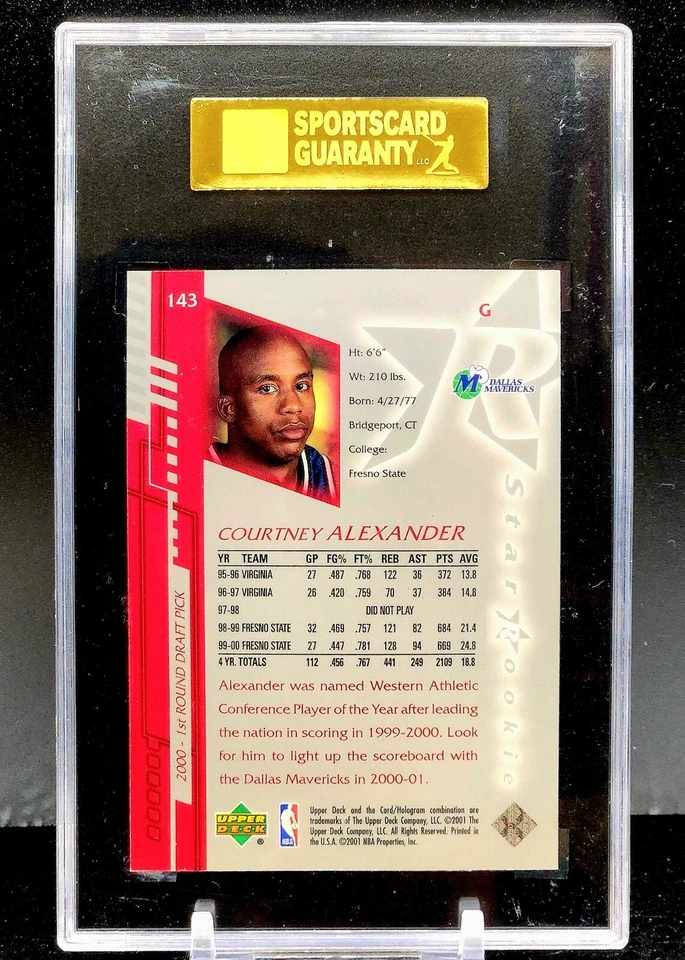2000-01 UD Encore Courtney Alexander #143 (RC) Mavericks/1600 SGC 8,5 Foto 2 de 2