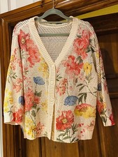 Twinset Milano Floral Cotton Cardigan Uk S - 10/12 New With Tags